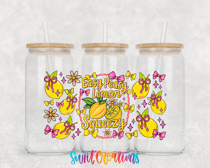 Easy Peasy Lemon Squeezy UV DTF Transfer Tumbler Wrap | Cute Lemon Bow Summer | DTF269 - Swiit Creations