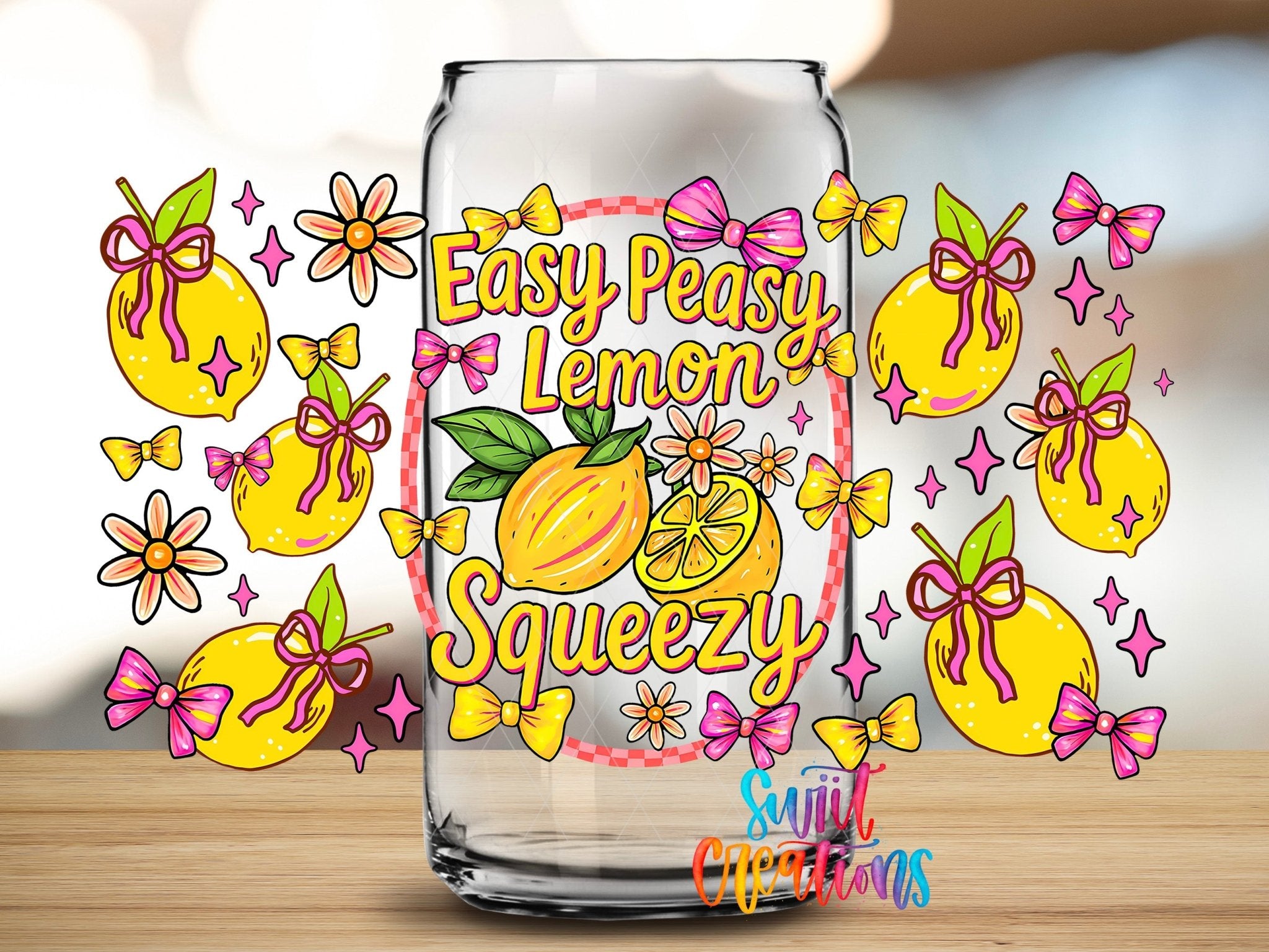 Easy Peasy Lemon Squeezy UV DTF Transfer Tumbler Wrap | Cute Lemon Bow Summer | DTF269 - Swiit Creations