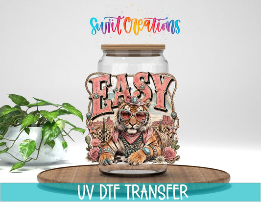 Easy Tiger Western Glam UV DTF Transfer | Cowgirl Tiger Drinkware Design | UV2075 - Swiit Creations