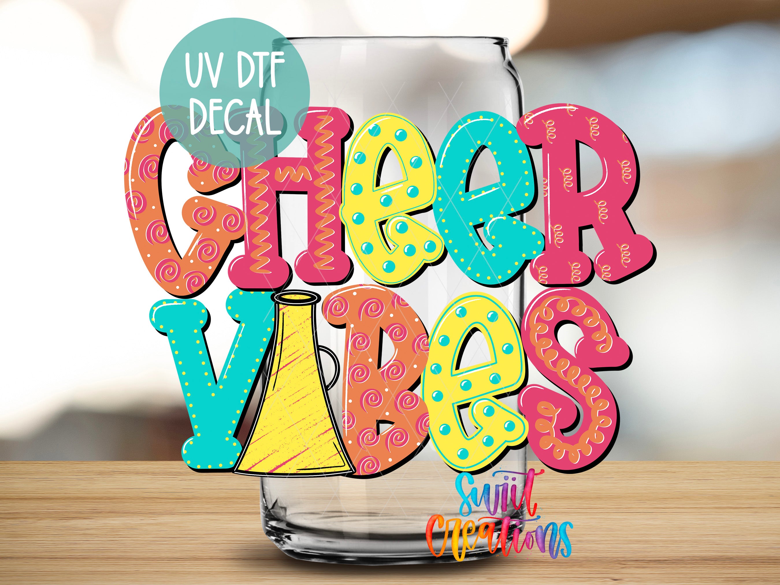 a glass with some type of lettering on it