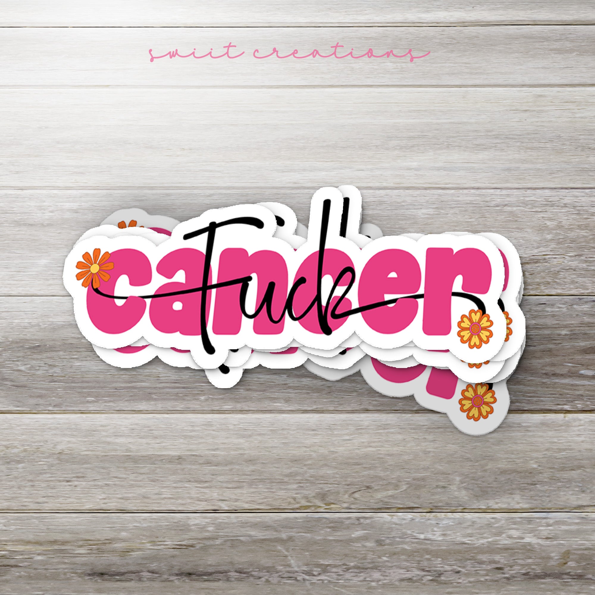 a sticker with the word cancer on it