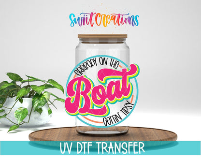 Errbody On The Boat Gettin Tipsy UV DTF Decal | Summer Boat Drink Tumbler Wrap | UV846 - Swiit Creations
