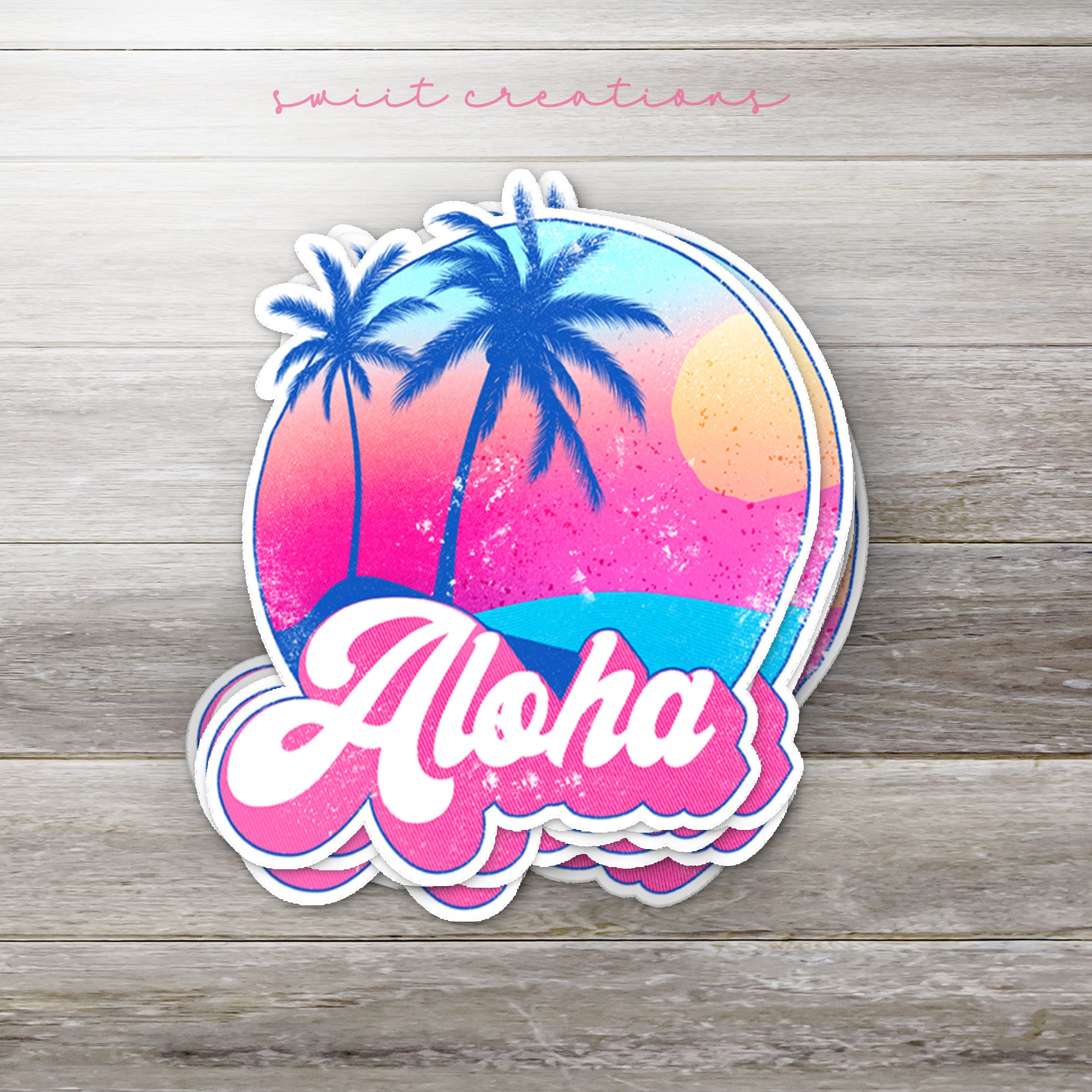 a sticker with the word aloha on it