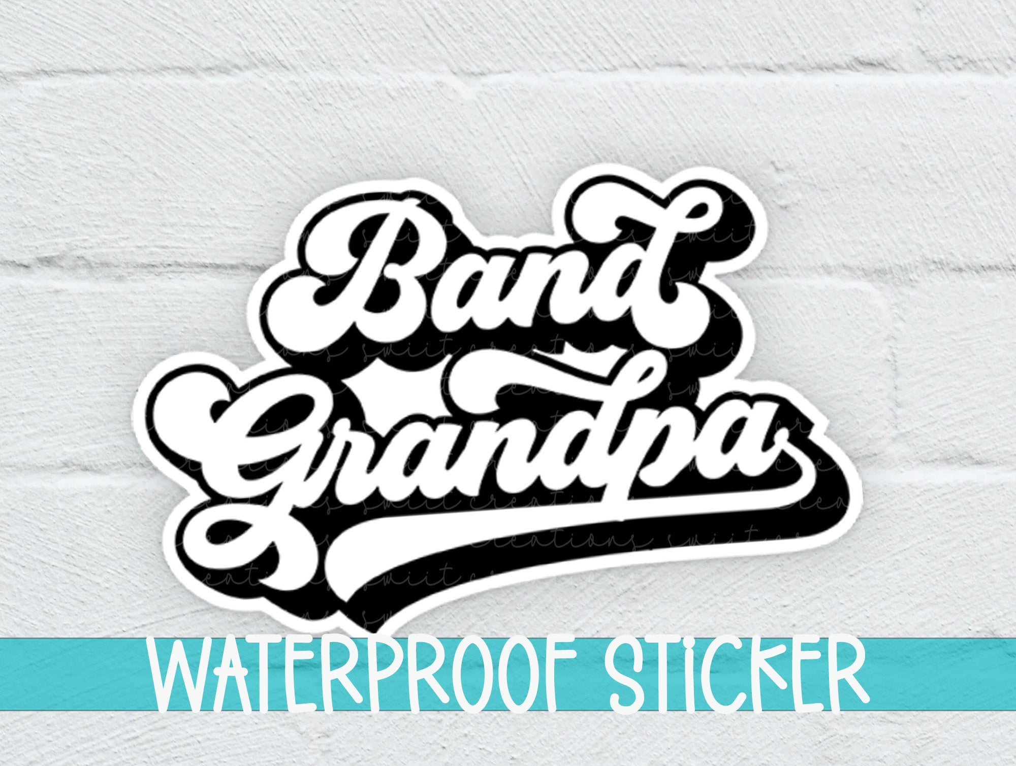 a white brick wall with the words band grandpa on it