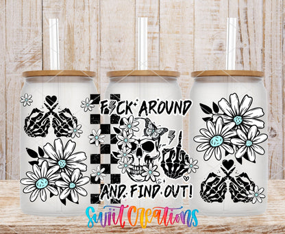 FAFO Fuck Around And Find Out UV DTF Transfer Tumbler Wrap Skull Daisy Adult Humor | DTF311 - Swiit Creations
