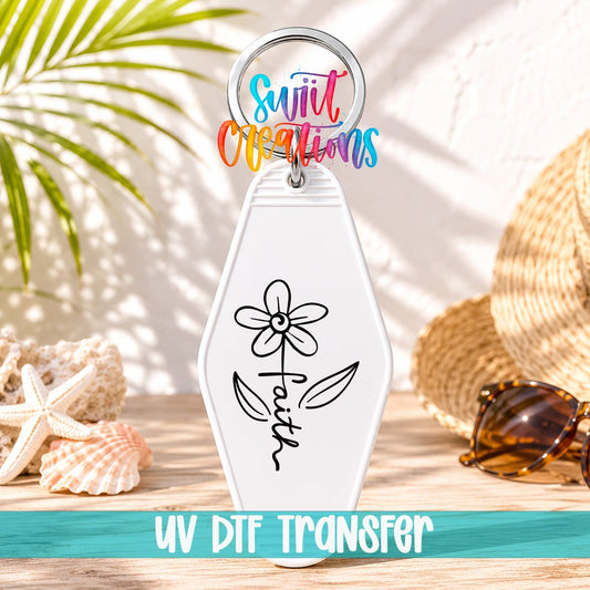 Faith Flower Motel Keychain UV DTF Transfer Decal | MK136 - Swiit Creations