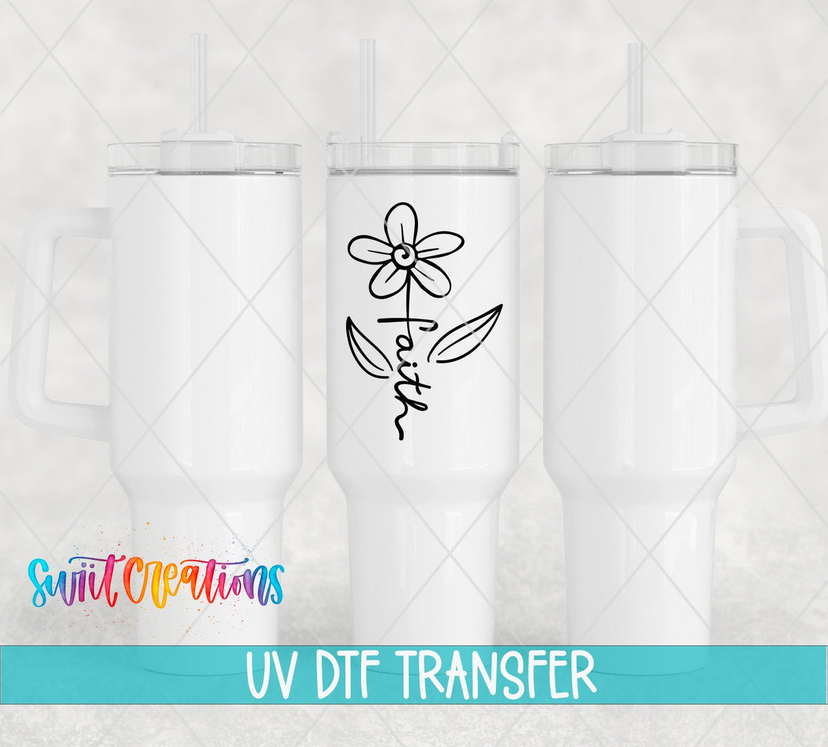 Faith Flower UV DTF Cup Decal | UV136 - Swiit Creations
