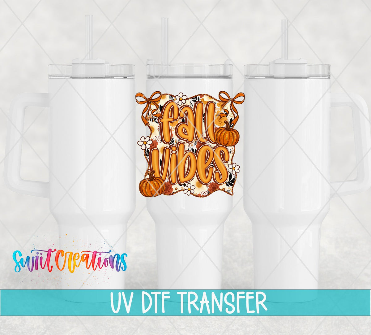 Fall Vibes UV DTF Decal | Pumpkin Floral Autumn Tumbler Wrap | UV1547 - Swiit Creations