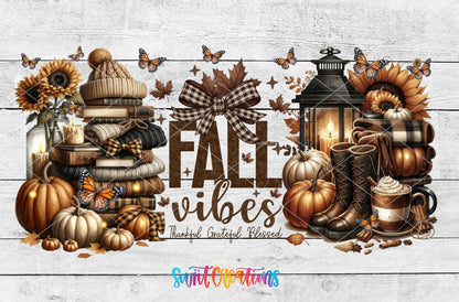 Fall Vibes UV DTF Transfer Tumbler Wrap | Pumpkin Cozy Autumn Cup Decal | DTF301 - Swiit Creations
