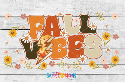 Fall Vibes UV DTF Transfer Tumbler Wrap | Retro Floral Autumn | DTF150 - Swiit Creations