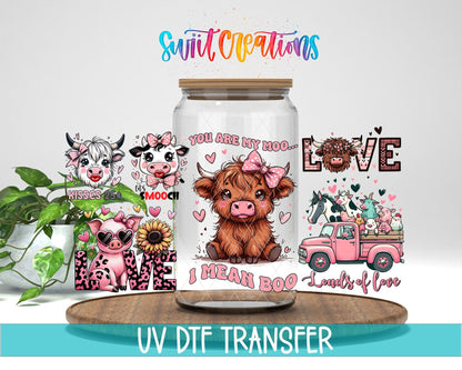 Farm Valentine UV DTF Transfer Tumbler Wrap | Highland Cow Pig Love | DTF204 - Swiit Creations