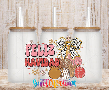 Feliz Navidad Christmas Bow Pan Dulce UV DTF Cup Decal | UV1525 - Swiit Creations