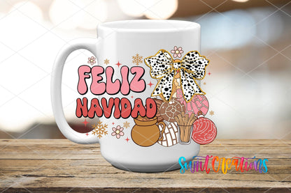 Feliz Navidad Christmas Bow Pan Dulce UV DTF Cup Decal | UV1525 - Swiit Creations