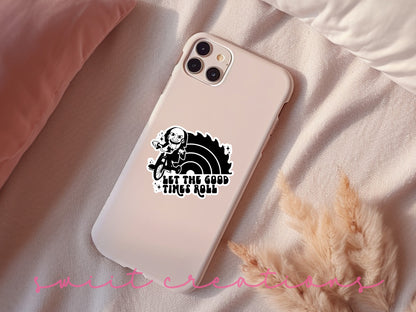 a phone case with a picture of a skeleton on it