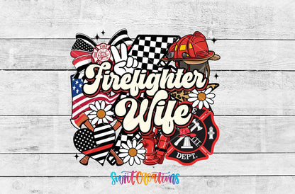 Firefighter Wife UV DTF transfer shown as a full artwork preview from Swiit Creations