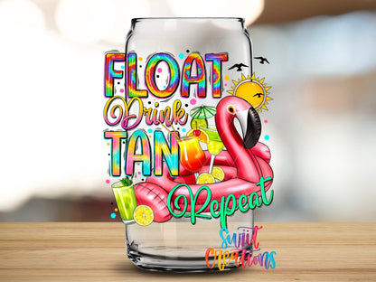 Float Drink Tan Repeat UV DTF Cup Decal | UV886 - Swiit Creations