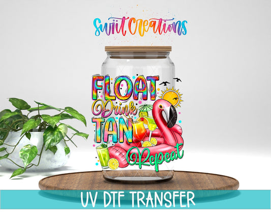 Float Drink Tan Repeat UV DTF Cup Decal | UV886 - Swiit Creations