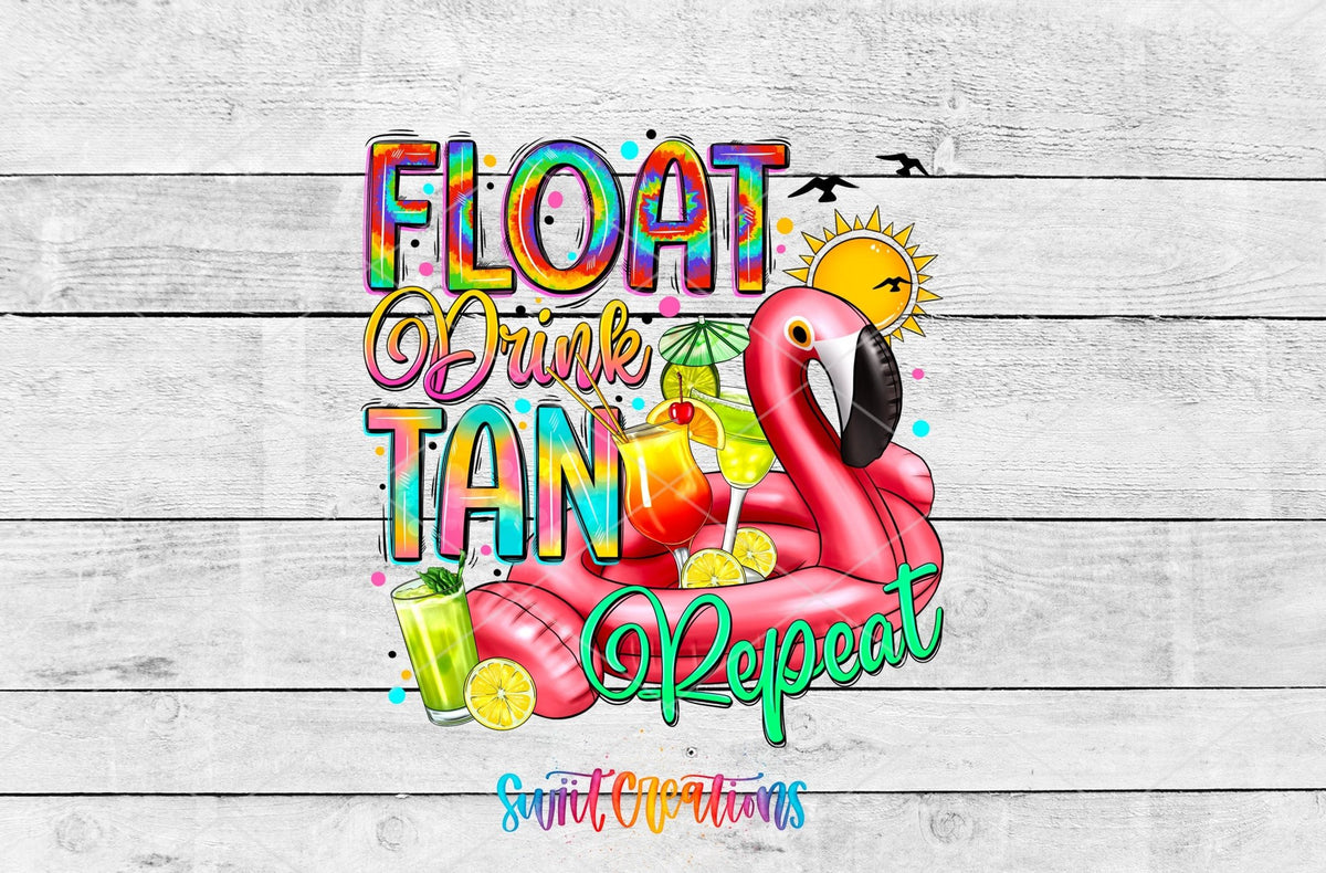 Float Drink Tan Repeat UV DTF Cup Decal | UV886 - Swiit Creations