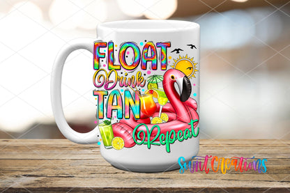 Float Drink Tan Repeat UV DTF Cup Decal | UV886 - Swiit Creations
