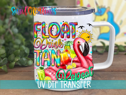 Float Drink Tan Repeat UV DTF Cup Decal | UV886 - Swiit Creations