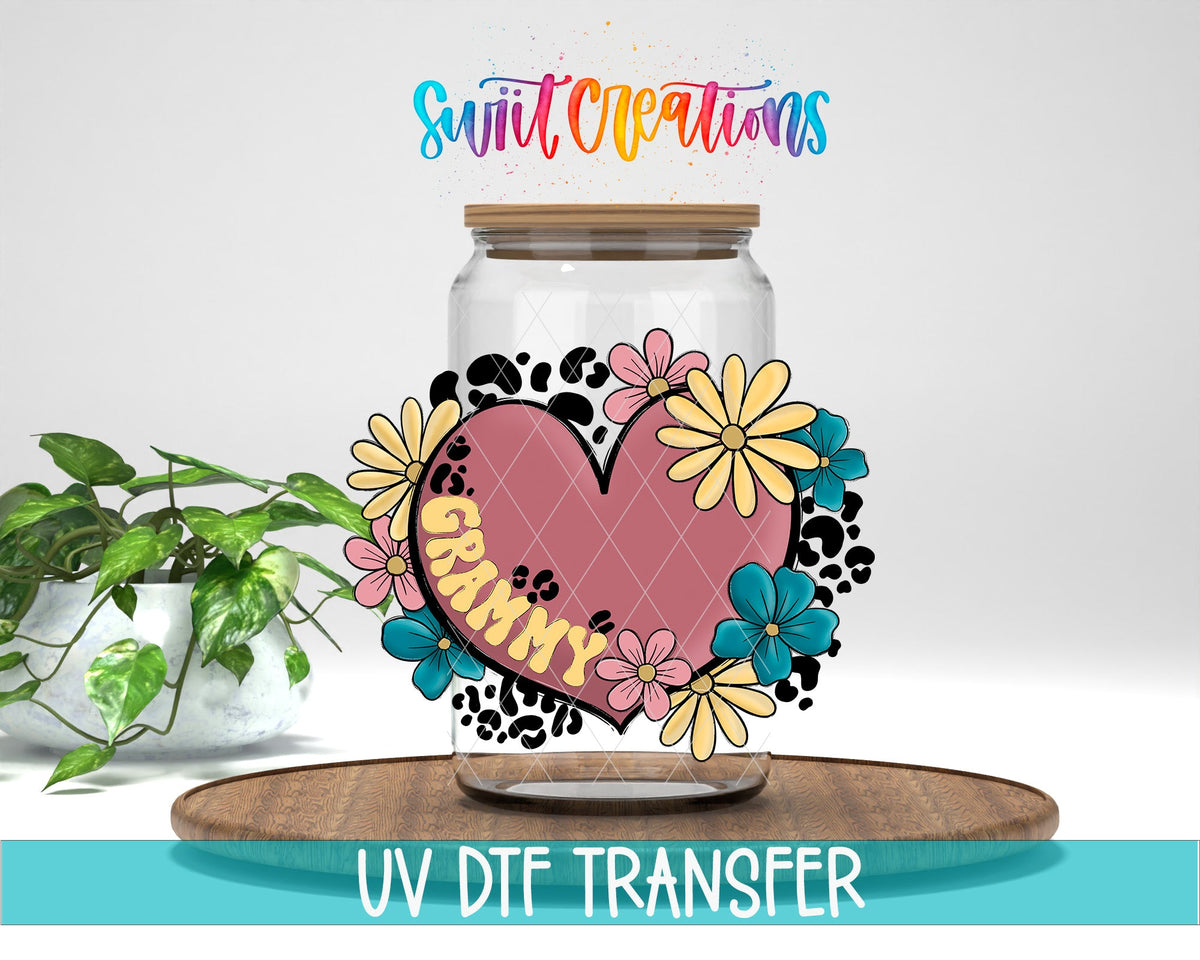 Floral Heart Grammy UV DTF Cup Decal | UV1377 - Swiit Creations