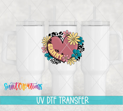 Floral Heart Grammy UV DTF Cup Decal | UV1377 - Swiit Creations