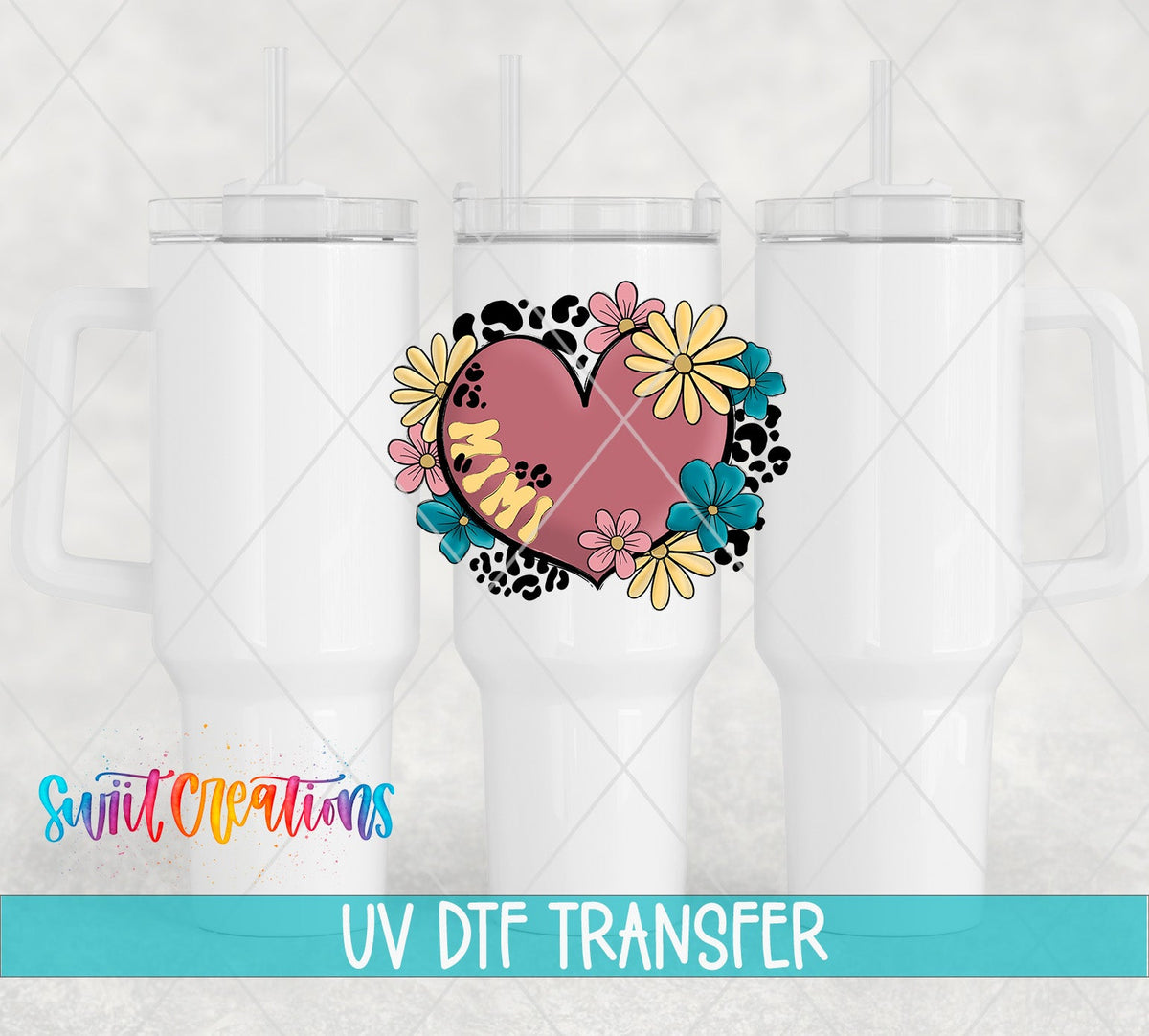 Floral Heart Mimi UV DTF Cup Decal | UV1373 - Swiit Creations