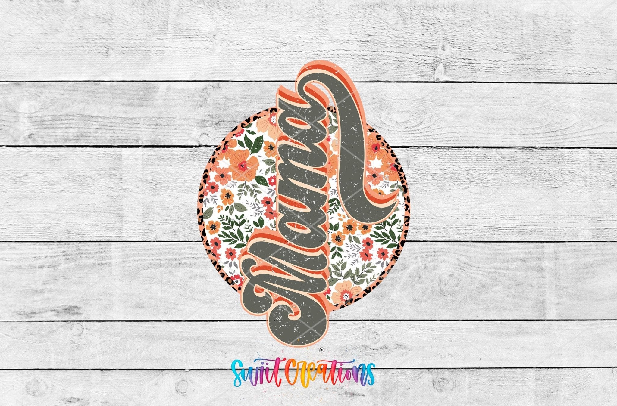 Floral Mama Motel Keychain UV DTF Transfer | Retro Script Design | MK624 - Swiit Creations