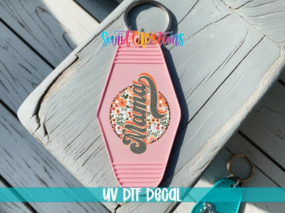 Floral Mama Motel Keychain UV DTF Transfer | Retro Script Design | MK624 - Swiit Creations