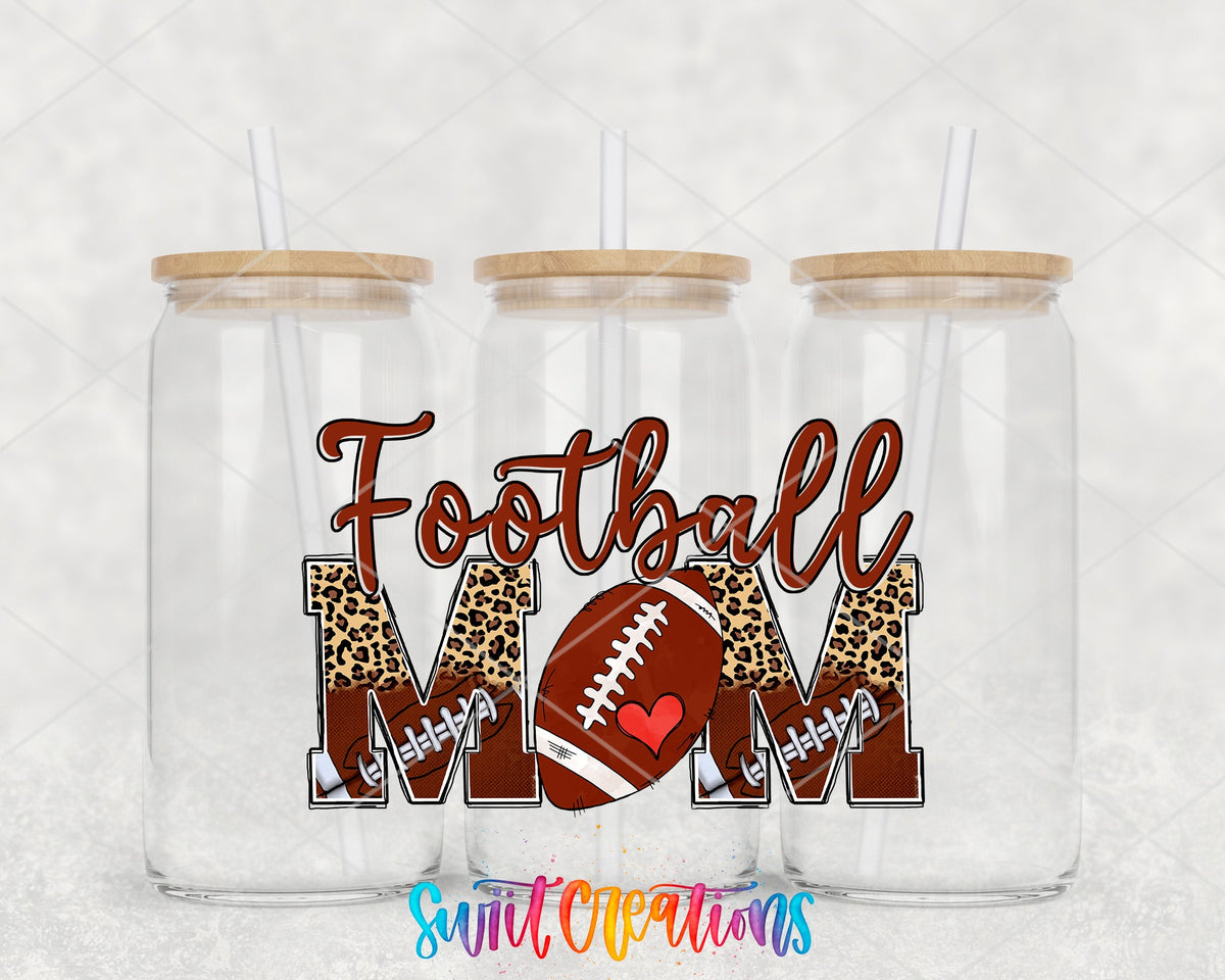 Football Mom UV DTF Transfer Tumbler Wrap | Leopard Print Sports | DTF219 - Swiit Creations