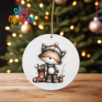 Fox in Stocking Christmas UV DTF Ornament Transfer | O-1777 - Swiit Creations