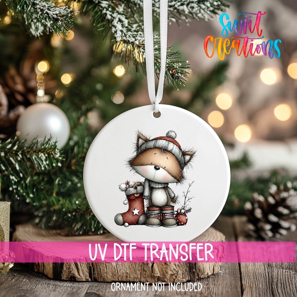 Fox in Stocking Christmas UV DTF Ornament Transfer | O-1777 - Swiit Creations