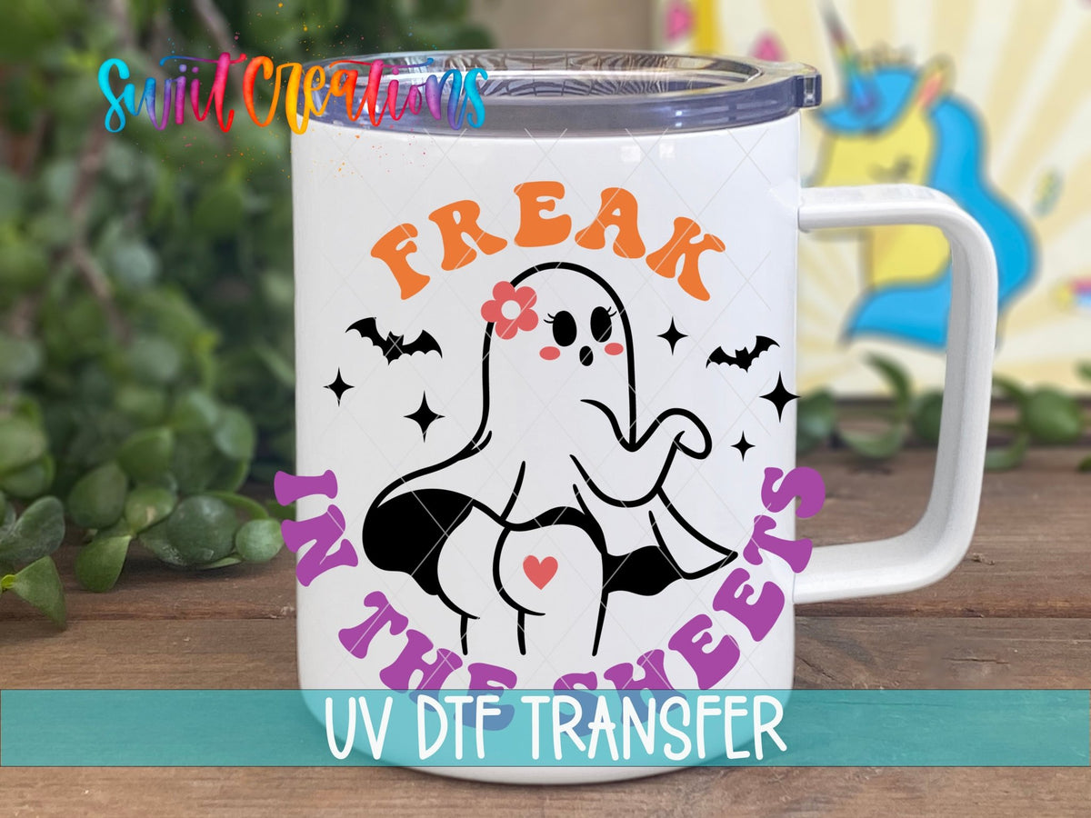 Freak In The Sheets Sassy Halloween UV DTF Cup Decal | UV772 - Swiit Creations