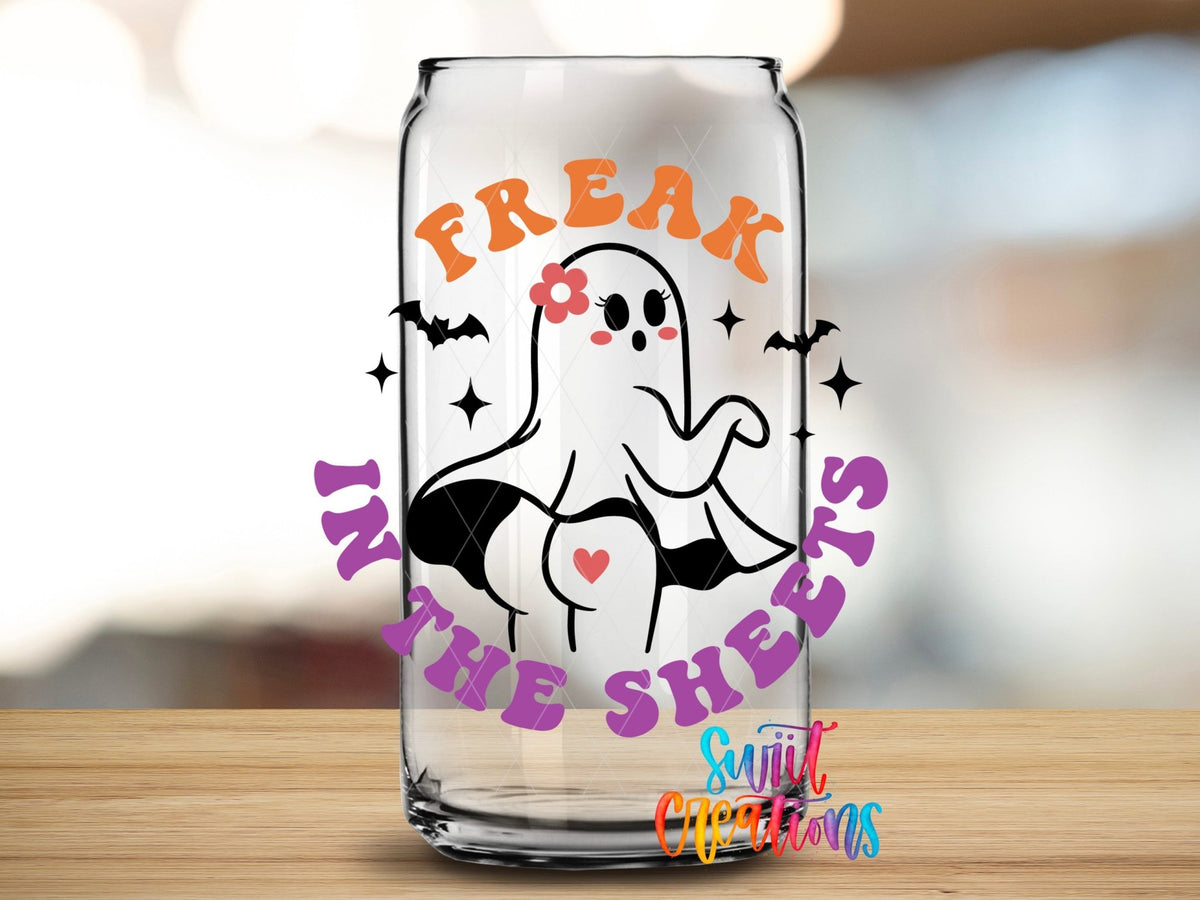 Freak In The Sheets Sassy Halloween UV DTF Cup Decal | UV772 - Swiit Creations