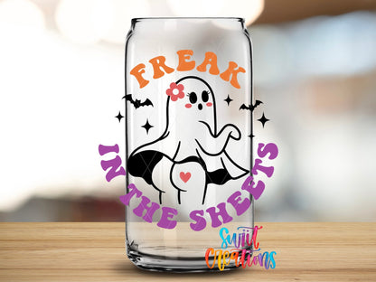 Freak In The Sheets Sassy Halloween UV DTF Cup Decal | UV772 - Swiit Creations
