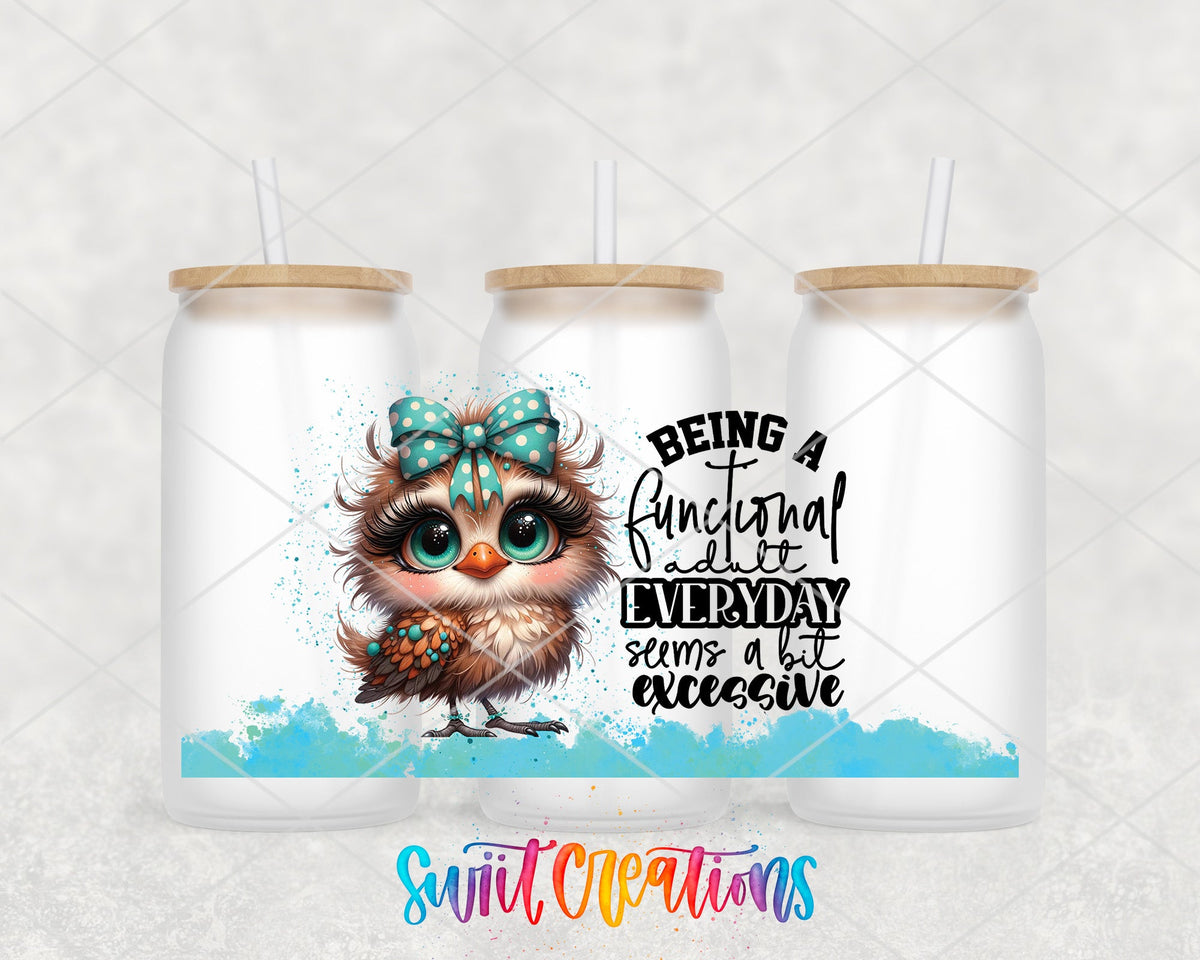 Functional Adult Owl UV DTF Transfer Tumbler Wrap | Funny Adulting | DTF004 - Swiit Creations