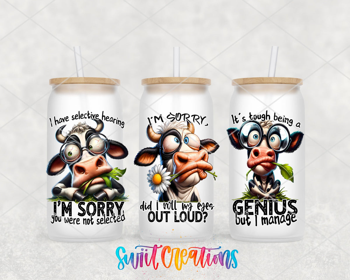 Funny Cow Sayings UV DTF Transfer Tumbler Wrap | Sarcastic Farm Animal | DTF003 - Swiit Creations