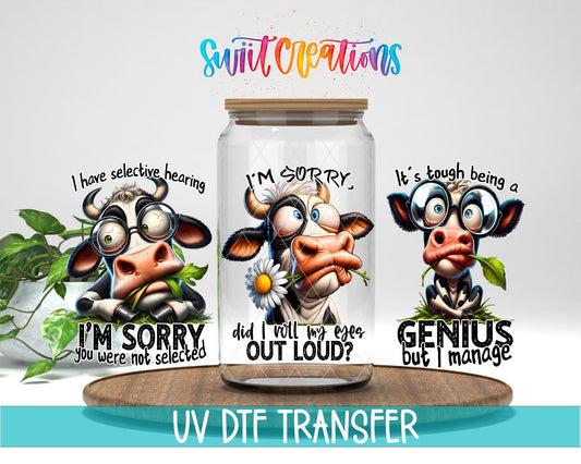 Funny Cow Sayings UV DTF Transfer Tumbler Wrap | Sarcastic Farm Animal | DTF003 - Swiit Creations
