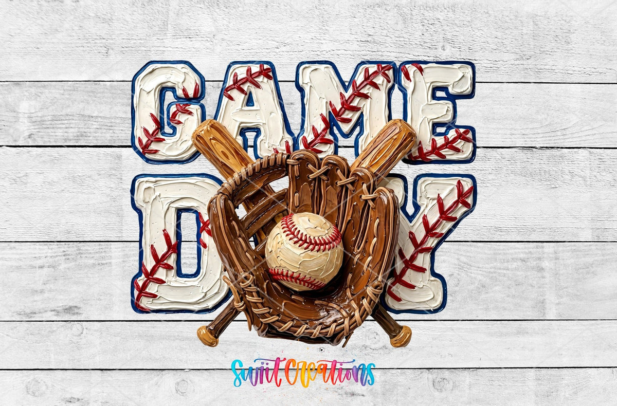 Game Day Baseball Sports UV DTF transfer shown as a full artwork preview from Swiit Creations