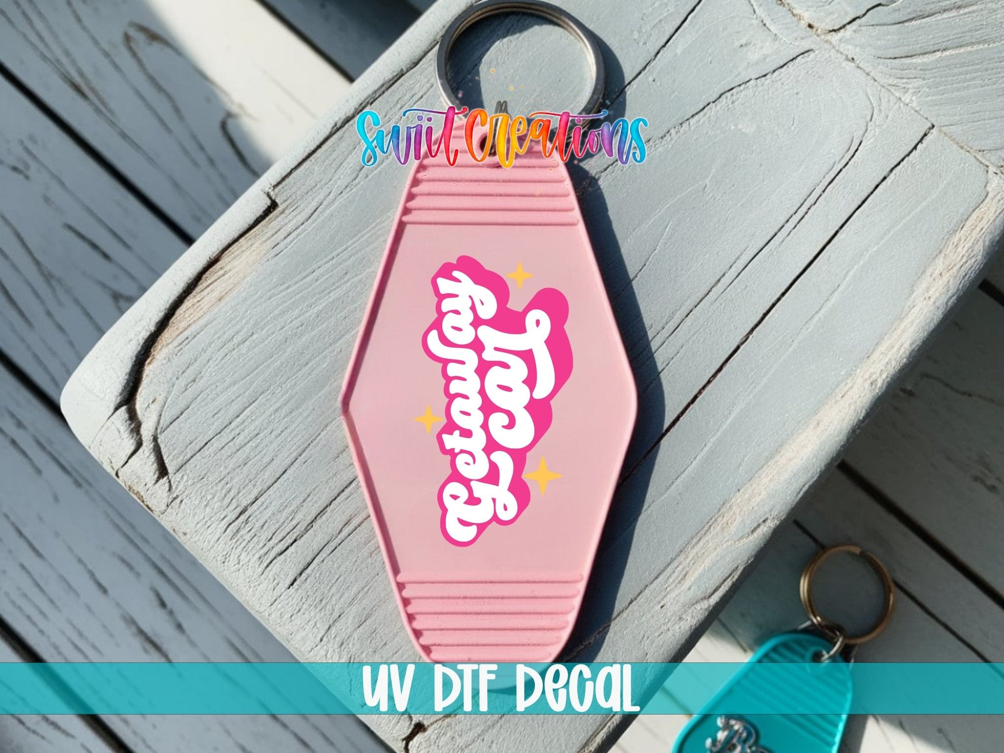 Getaway Car Motel Keychain UV DTF Transfer | Cute Pink Retro Decal | MK2114 - Swiit Creations