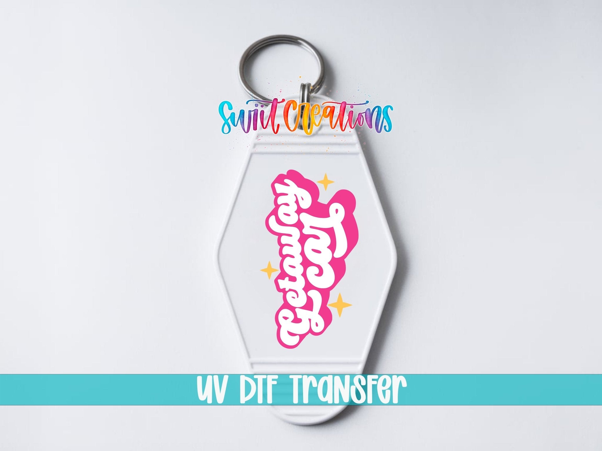 Getaway Car Motel Keychain UV DTF Transfer | Cute Pink Retro Decal | MK2114 - Swiit Creations