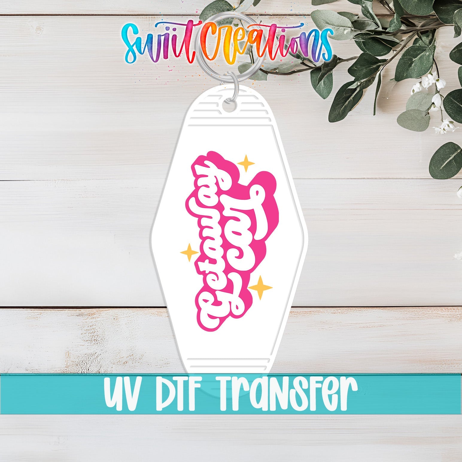 Getaway Car Motel Keychain UV DTF Transfer | Cute Pink Retro Decal | MK2114 - Swiit Creations