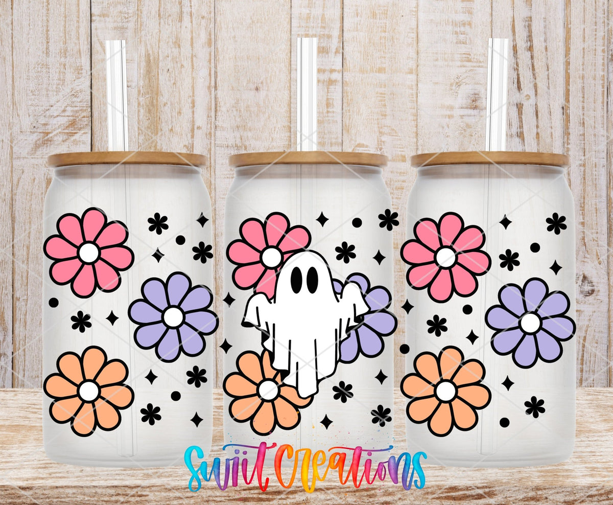 Ghost Floral Retro UV DTF Transfer Tumbler Wrap | DTF031 - Swiit Creations