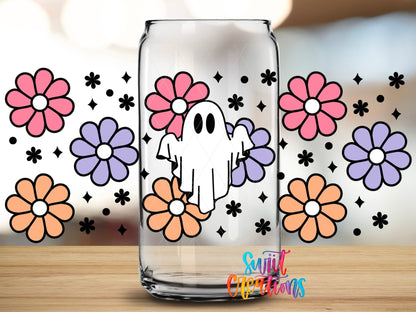 Ghost Floral Retro UV DTF Transfer Tumbler Wrap | DTF031 - Swiit Creations