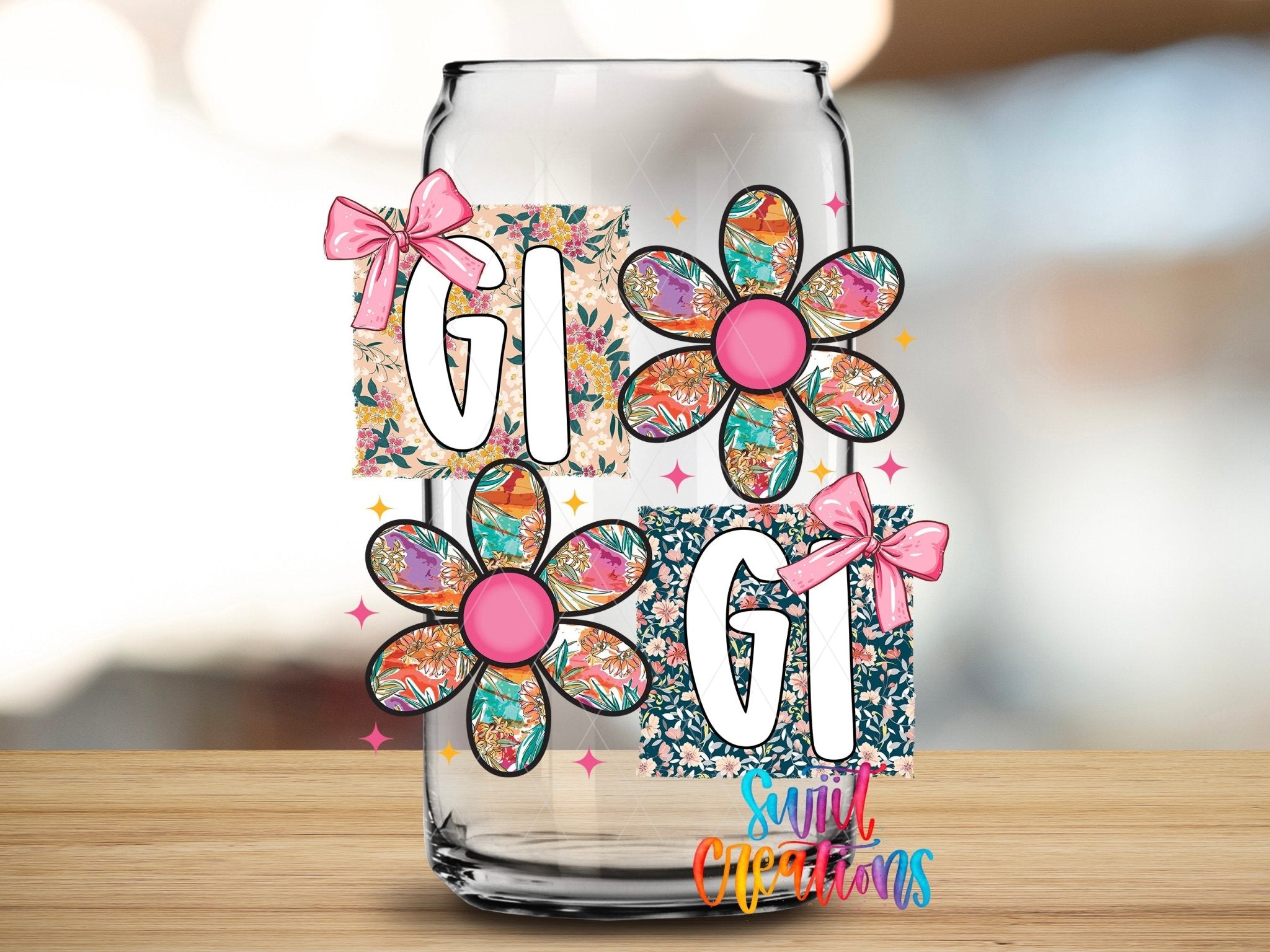 Gigi Floral Patchwork Daisy UV DTF Tumbler Transfer Decal | UV2023 - Swiit Creations