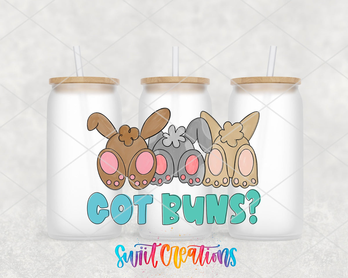 Got Buns UV DTF Transfer Tumbler Wrap | Funny Bunny Easter Cup Decal | DTF255 - Swiit Creations