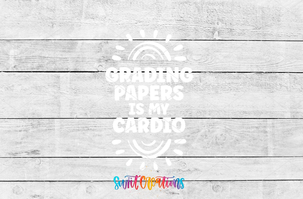 Grading Papers Is My Cardio Motel Keychain UV DTF Transfer | Funny White Teacher Decal | MK2207 - Swiit Creations