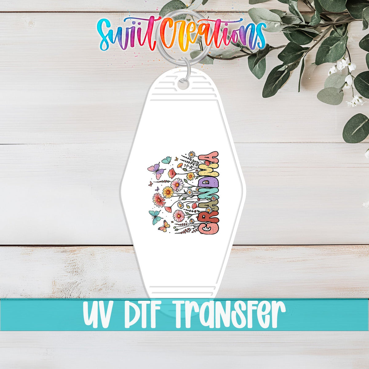 Grandma Floral Motel Keychain UV DTF Transfer | Retro Flower Design | MK1981 - Swiit Creations