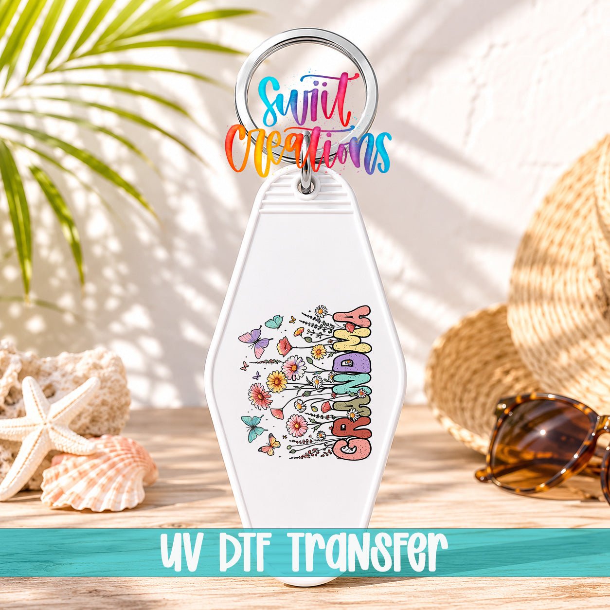 Grandma Floral Motel Keychain UV DTF Transfer | Retro Flower Design | MK1981 - Swiit Creations