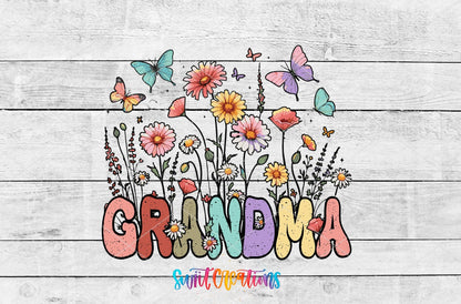 Grandma Floral Wildflower UV DTF transfer shown as a full artwork preview from Swiit Creations